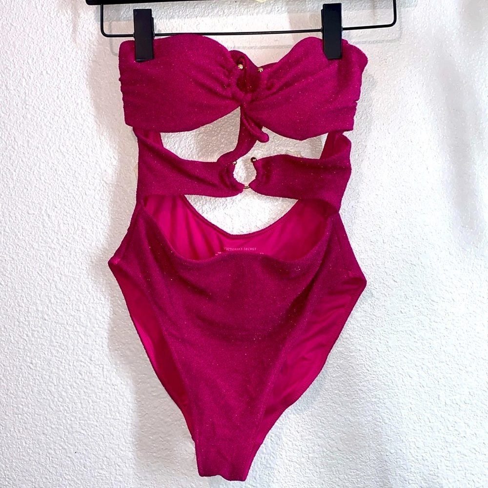 VICTORIA'S SECRET‎ SWIM Shimmer Cut-Out Bandeau One-Piece Swimsuit Size Small - Picture 3 of 13